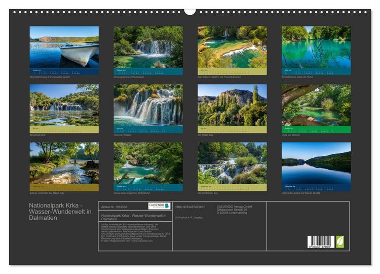 Produktbild: Nationalpark Krka - Wasser-Wunderwelt in Dalmatien (Wandkalender 2026 DIN A2 quer), CALVENDO Monatskalender