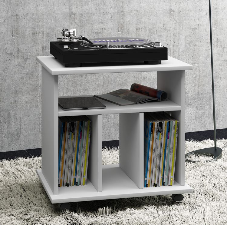 Produktbild: Holz Schallplatten LP Regal Rollen Retal