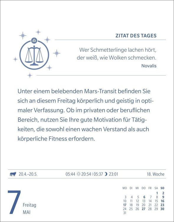 Produktbild: Waage Sternzeichenkalender 2027 - Tagesabrei&szlig;kalender - Ihr Horoskop f&uuml;r jeden Tag