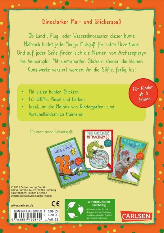 Produktbild: Mein Malblock: Dinosaurier