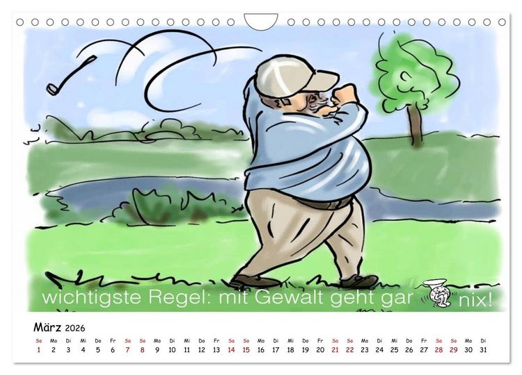 Produktbild: Golfkalender f&uuml;r Anf&auml;nger und alle die Spa&szlig; am Golfen haben (Wandkalender 2026 DIN A4 quer), CALVENDO Monatskalender