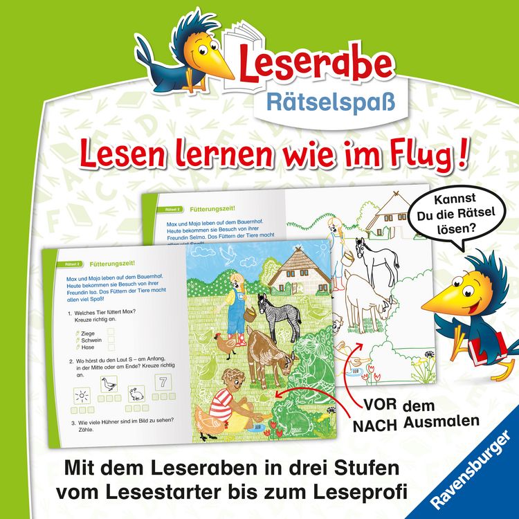 Produktbild: Leserabe R&auml;tselspa&szlig; - Zauber-Malr&auml;tsel zum Lesenlernen: Bauernhof (Vor-Lesestufe)