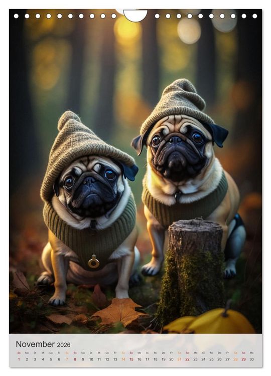 Produktbild: Mein Mops-Kalender (Wandkalender 2026 DIN A4 hoch), CALVENDO Monatskalender