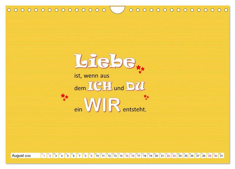 Produktbild: Zitate und Spr&uuml;che In Sachen LIEBE (Wandkalender 2026 DIN A4 quer), CALVENDO Monatskalender