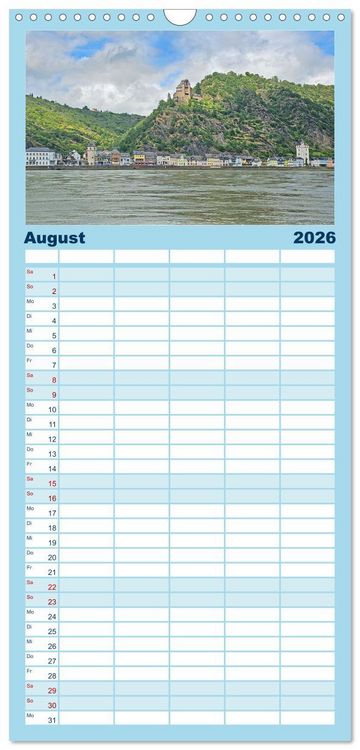 Produktbild: Familienplaner 2026 - Rechts und links des Rheins. Mit dem Wohnmobil unterwegs. mit 5 Spalten (Wandkalender, 21 x 45 cm) CALVENDO