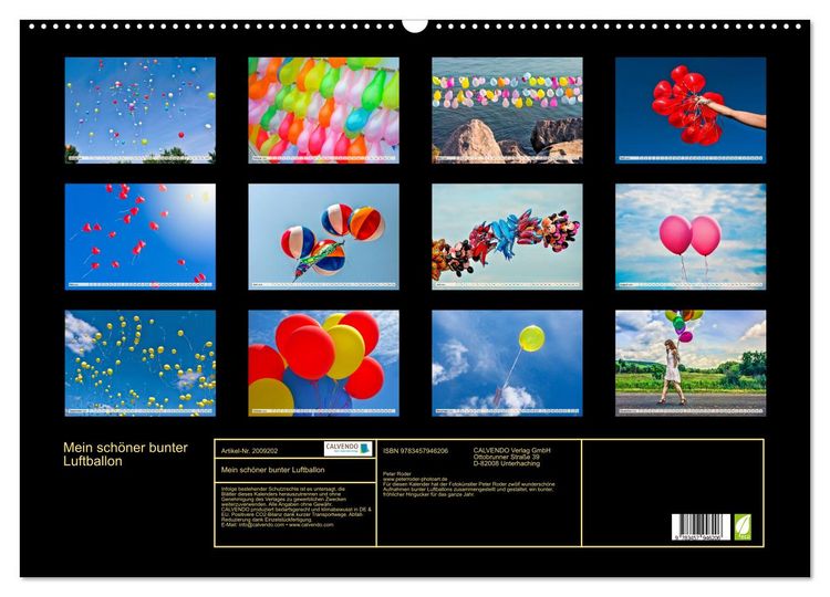 Produktbild: Mein sch&ouml;ner bunter Luftballon (Wandkalender 2026 DIN A2 quer), CALVENDO Monatskalender