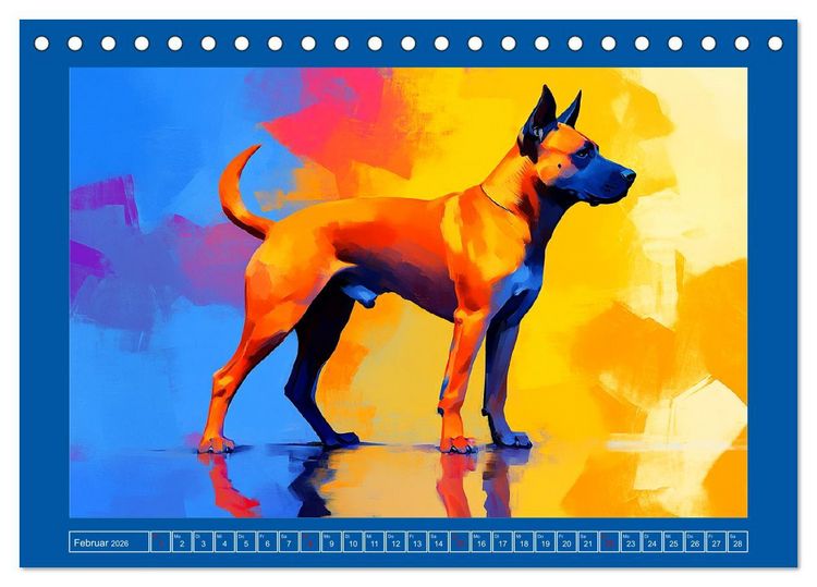Produktbild: Kraftvolle Partner. Hunde in k&uuml;nstlerischer &Ouml;loptik (Tischkalender 2026 DIN A5 quer), CALVENDO Monatskalender