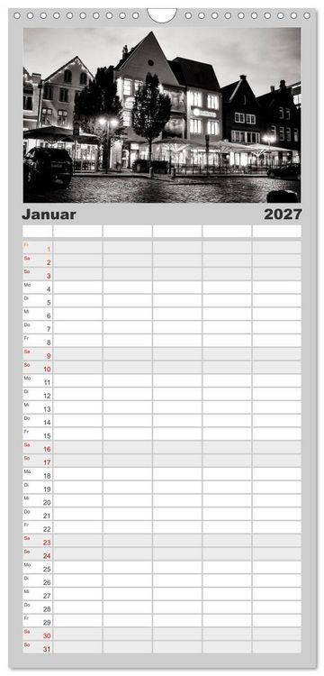 Produktbild: Familienplaner 2027 - Ein Blick auf Husum mit 5 Spalten (Wandkalender, 21 x 45 cm) CALVENDO