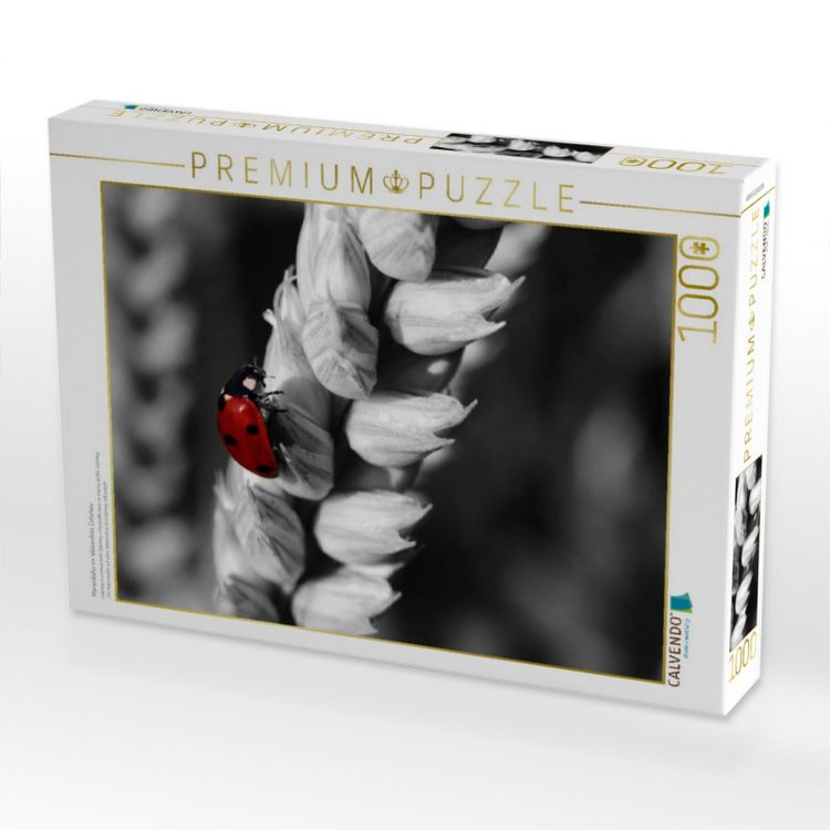 Produktbild: CALVENDO Puzzle Marienk&auml;fer im Weizenfeld, Colorkey | 1000 Teile Lege-Gr&ouml;&szlig;e 64x48cm Foto-Puzzle f&uuml;r gl&uuml;ckliche Stunden
