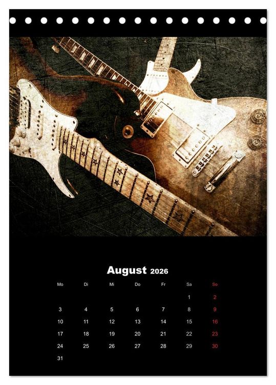 Produktbild: Vintage Gitarren (Tischkalender 2026 DIN A5 hoch), CALVENDO Monatskalender