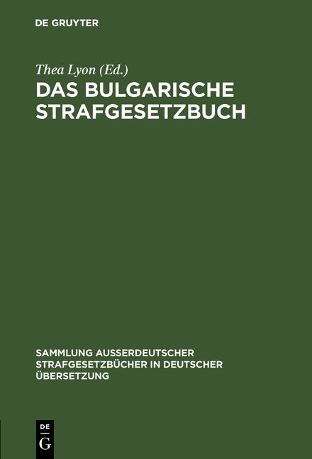 Produktbild: Das bulgarische Strafgesetzbuch