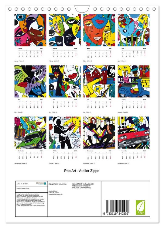 Produktbild: Pop Art - Atelier Zippo (Wandkalender 2026 DIN A4 hoch), CALVENDO Monatskalender