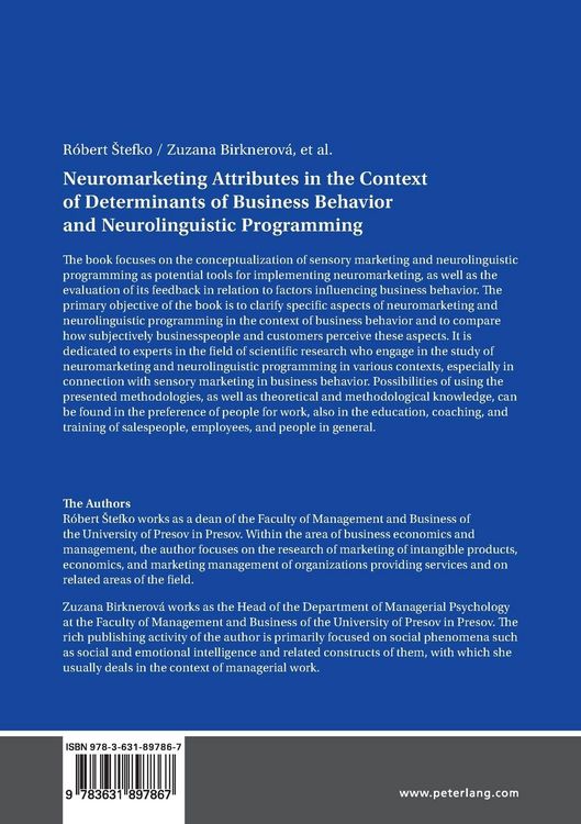 Produktbild: Neuromarketing Attributes in the Contex of Determinants of Business Behavior and Neurolinguistic Programming