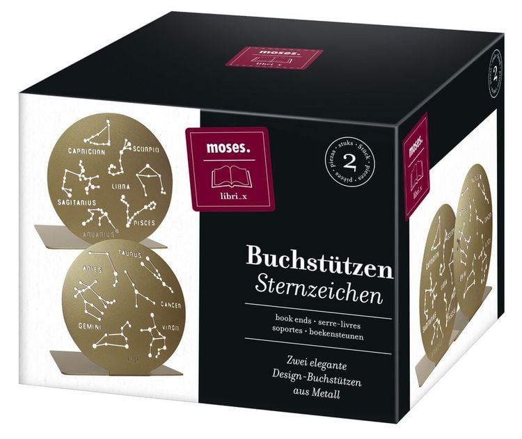 Moses. Buchstützen MIAU 2er-Set - Schwarze Metall-Buchstützen Mit Katzen-Motiv