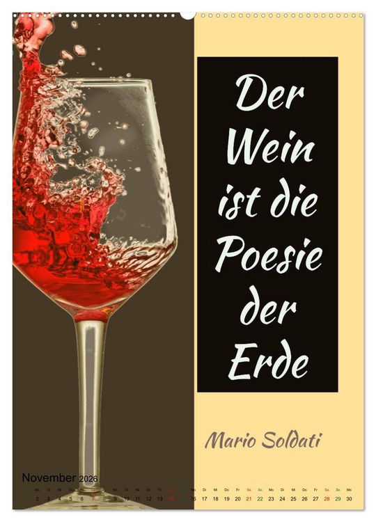 Produktbild: WEIN Weisheiten und Sprichworte (Wandkalender 2026 DIN A2 hoch), CALVENDO Monatskalender