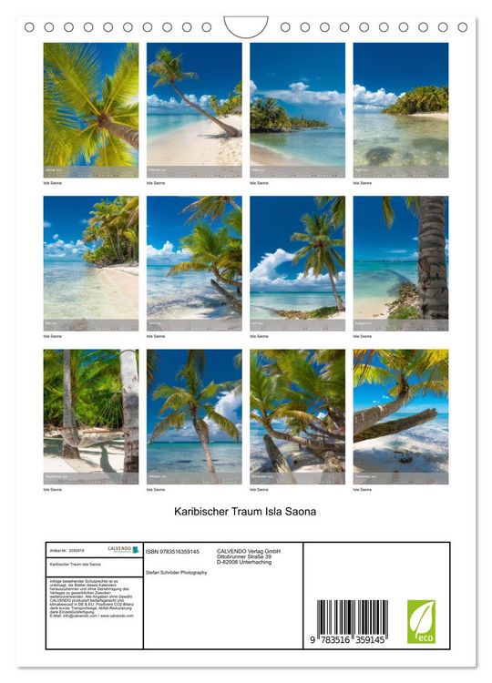 Produktbild: Karibischer Traum Isla Saona (Wandkalender 2026 DIN A4 hoch), CALVENDO Monatskalender