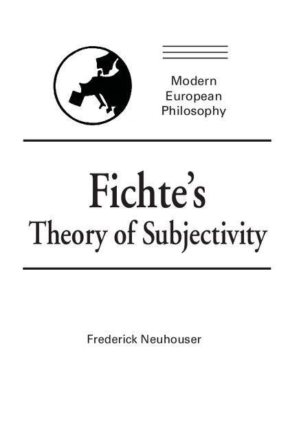 Produktbild: Fichte's Theory of Subjectivity
