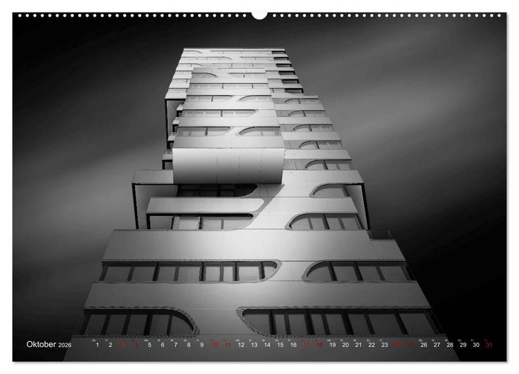 Produktbild: Monochrome Architektur (hochwertiger Premium Wandkalender 2026 DIN A2 quer), Kunstdruck in Hochglanz