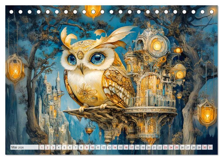 Produktbild: Magische Wesen im Zauberland - Fantasie-Tiere im Steampunk-Kalender (Tischkalender 2026 DIN A5 quer), CALVENDO Monatskalender
