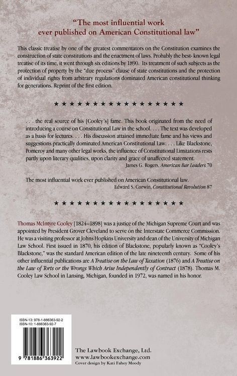 Produktbild: A Treatise on the Constitutional Limitations Which Rest Upon the Legislative Power of the States of the American Union. (First Ed.)