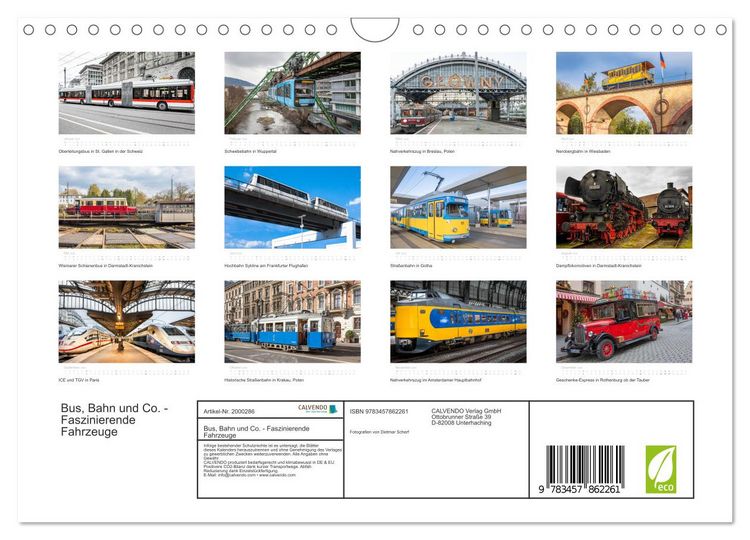 Produktbild: Bus, Bahn und Co. - Faszinierende Fahrzeuge (Wandkalender 2026 DIN A4 quer), CALVENDO Monatskalender