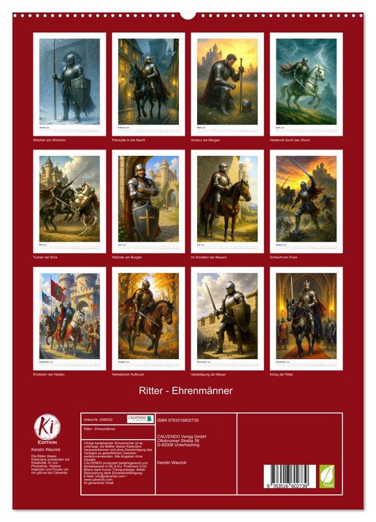 Produktbild: Ritter - Ehrenm&auml;nner (hochwertiger Premium Wandkalender 2026 DIN A2 hoch), Kunstdruck in Hochglanz