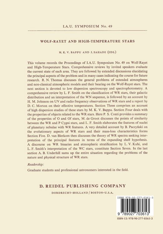 Produktbild: Wolf-Rayet and High-Temperature Stars