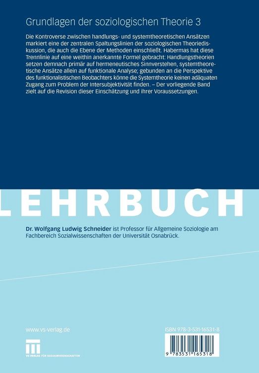 Produktbild: Grundlagen der soziologischen Theorie