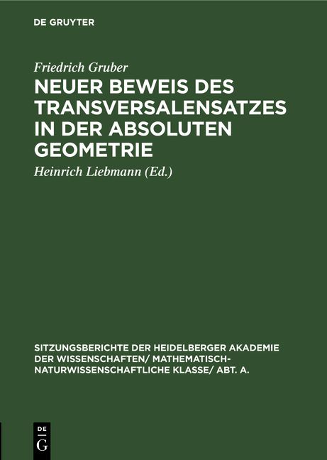 Produktbild: Neuer Beweis des Transversalensatzes in der absoluten Geometrie