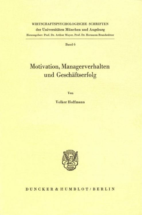 Produktbild: Motivation, Managerverhalten und Gesch&auml;ftserfolg.