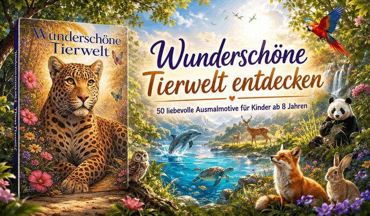 Produktbild: Wundersch&ouml;ne Tierwelt Malbuch f&uuml;r Kinder ab 8 Jahren mit 50 sch&ouml;nen Ausmalmotiven