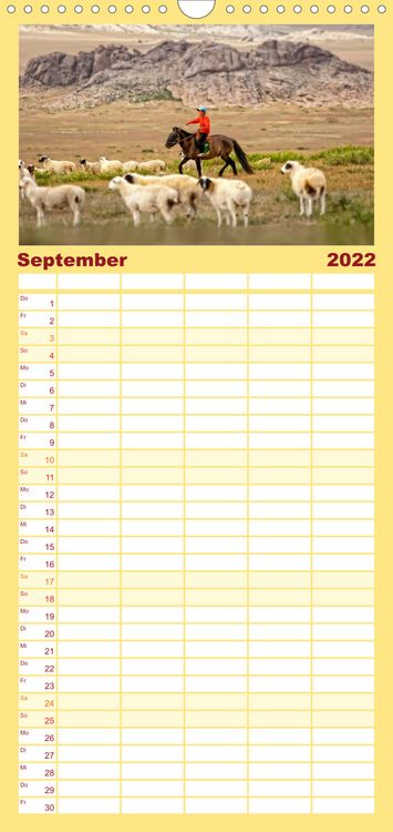 Produktbild: Familienplaner Reise durch Asien - Mongolei (Wandkalender 2022 , 21 cm x 45 cm, hoch)
