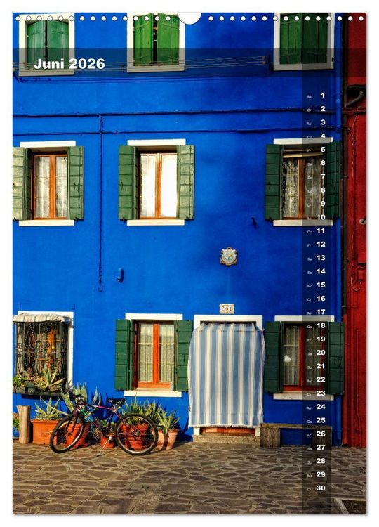 Produktbild: L'isola di Burano - Ein Spaziergang &uuml;ber die farbenfrohe Insel (Wandkalender 2026 DIN A3 hoch), CALVENDO Monatskalender