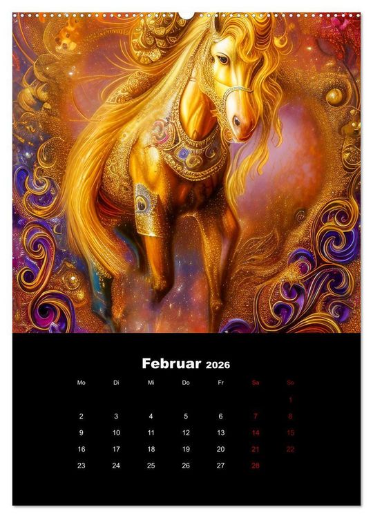 Produktbild: Pferde im goldenen Kleid (Wandkalender 2026 DIN A2 hoch), CALVENDO Monatskalender