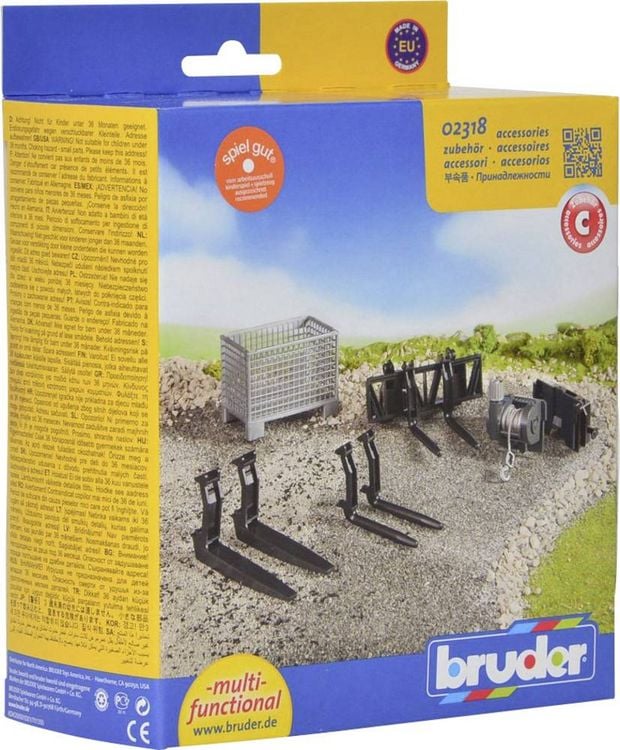 Produktbild: Bruder Profi-Serie Gitterpalette, Seilwinde und Frontladergabeln