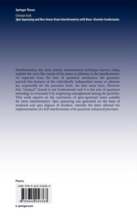 Produktbild: Spin Squeezing and Non-linear Atom Interferometry with Bose-Einstein Condensates