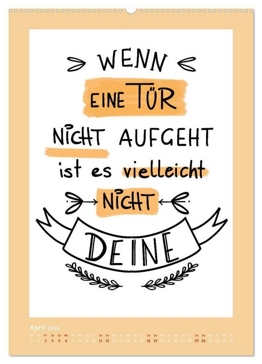 Produktbild: Nachgedacht-Spr&uuml;che und Zitate (Wandkalender 2026 DIN A2 hoch), CALVENDO Monatskalender