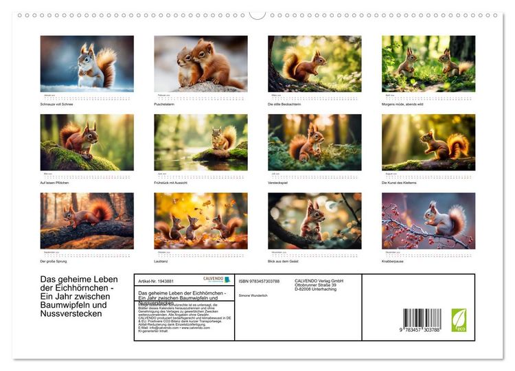 Produktbild: Das geheime Leben der Eichh&ouml;rnchen - Ein Jahr zwischen Baumwipfeln und Nussverstecken (hochwertiger Premium Wandkalender 2026 DIN A2 quer), Kunstdruck in Hochglanz