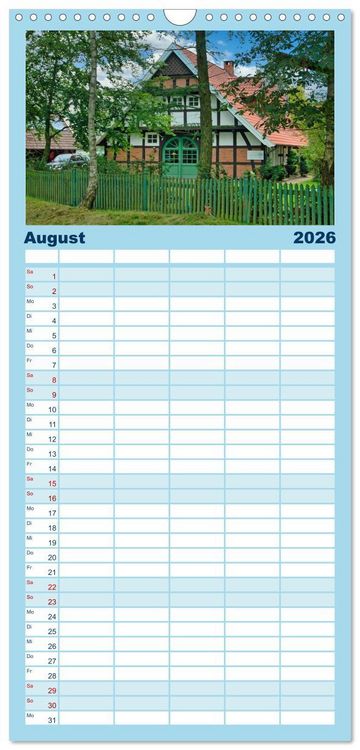 Produktbild: Familienplaner 2026 - Baukunst Fachwerk mit 5 Spalten (Wandkalender, 21 x 45 cm) CALVENDO