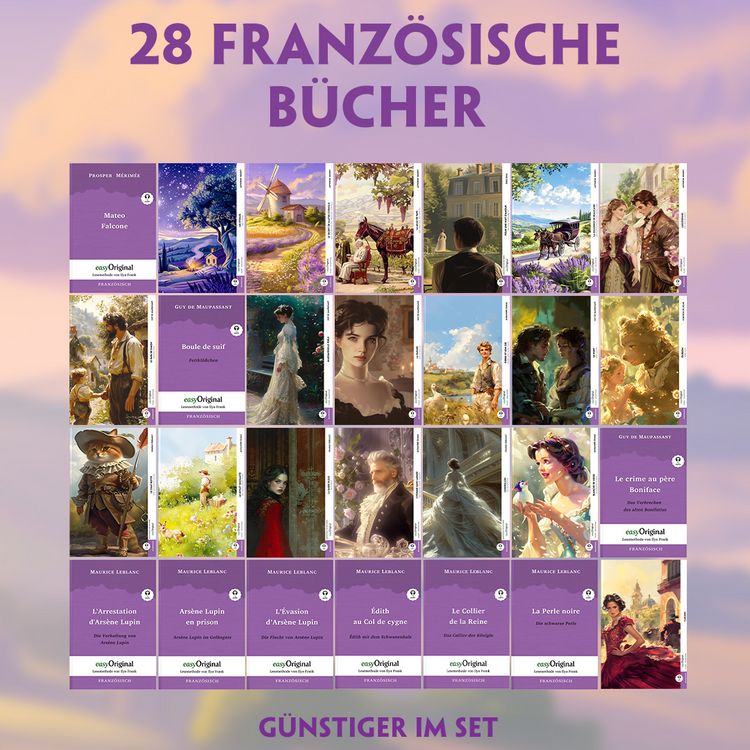Produktbild: 28 franz&ouml;sische B&uuml;cher (28 B&uuml;cher + Audio-Online) - Frank-Lesemethode - Kommentierte zweisprachige Ausgabe Franz&ouml;sisch-Deutsch