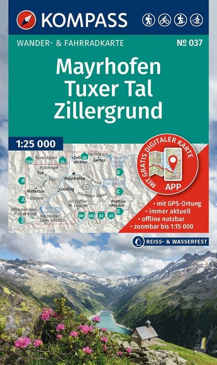 Produktbild: KOMPASS Wanderkarte 037 Mayrhofen, Tuxer Tal, Zillergrund 1:25.000
