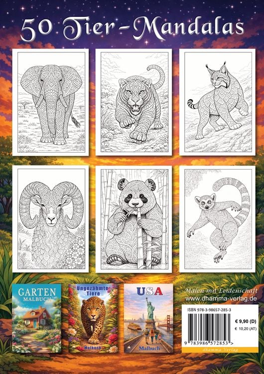 Produktbild: Mandala Tiere Malbuch f&uuml;r Erwachsene mit 50 sch&ouml;nen Ausmalmotiven