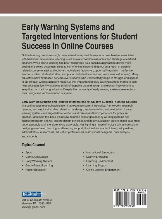 Produktbild: Early Warning Systems and Targeted Interventions for Student Success in Online Courses