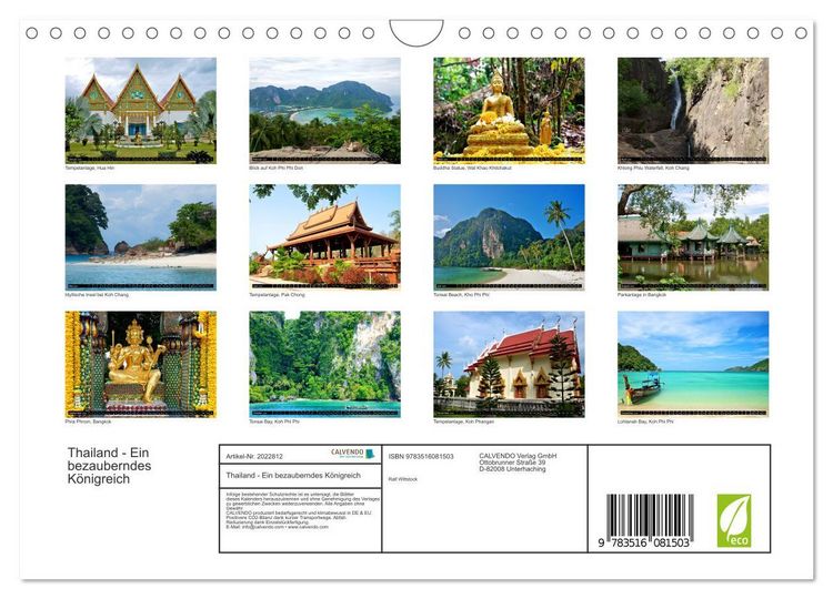Produktbild: Thailand - Ein bezauberndes K&ouml;nigreich (Wandkalender 2026 DIN A4 quer), CALVENDO Monatskalender