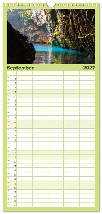 Produktbild: Familienplaner 2027 - Zakynthos und Kefalonia Trauminseln im Ionischen Meer mit 5 Spalten (Wandkalender, 21 x 45 cm) CALVENDO