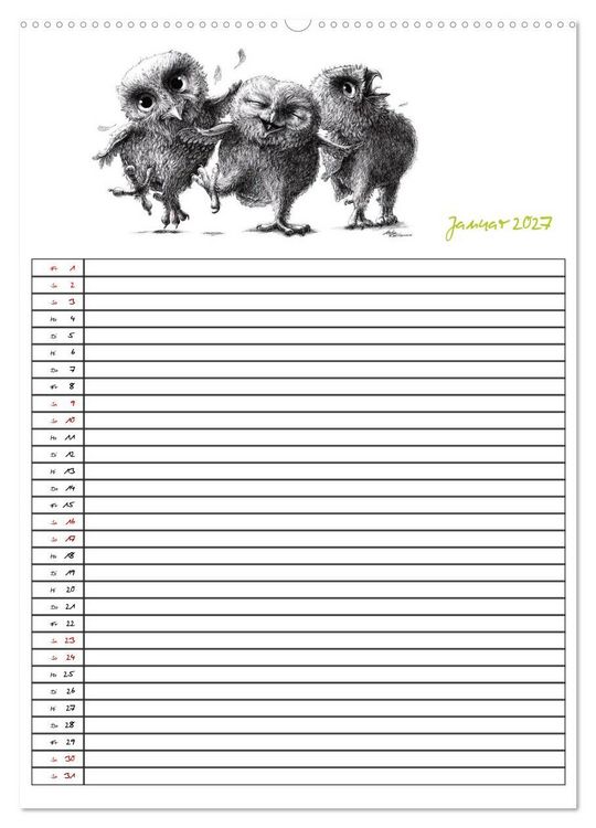 Produktbild: Tieronisch Eulen (Wandkalender 2027 DIN A2 hoch), CALVENDO Monatskalender