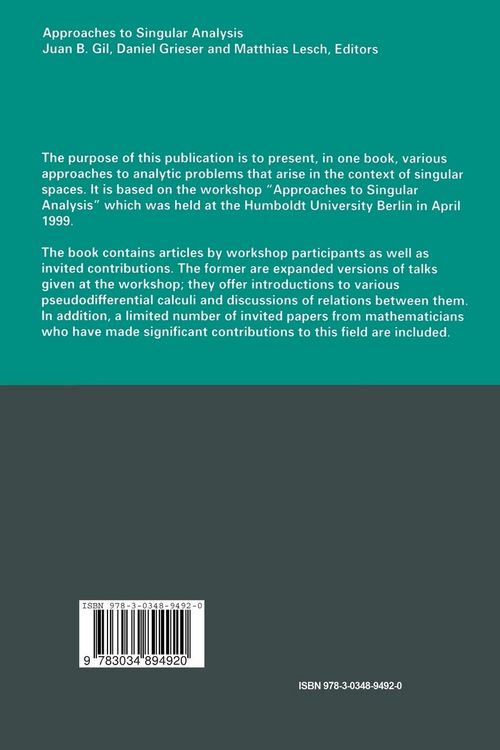 Produktbild: Approaches to Singular Analysis