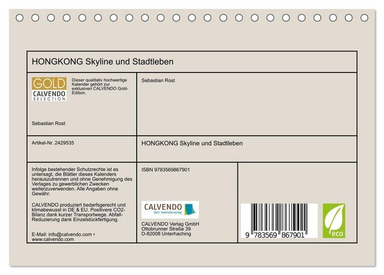 Produktbild: HONGKONG Skyline und Stadtleben (Tischkalender 2027 DIN A5 quer), CALVENDO Monatskalender