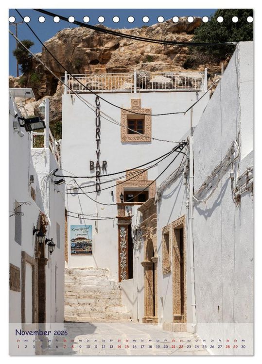 Produktbild: Ein Streifzug durch die Gassen der Insel Rhodos (Tischkalender 2026 DIN A5 hoch), CALVENDO Monatskalender