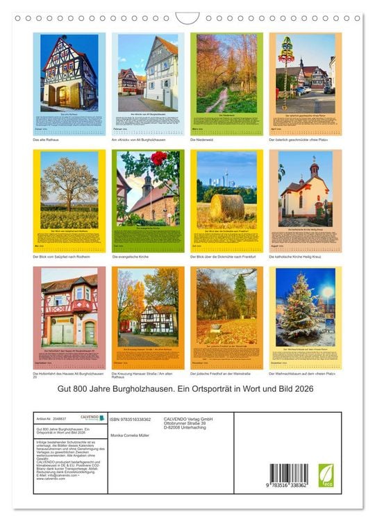 Produktbild: Gut 800 Jahre Burgholzhausen. Ein Ortsportr&auml;t in Wort und Bild 2026 (Wandkalender 2026 DIN A3 hoch), CALVENDO Monatskalender
